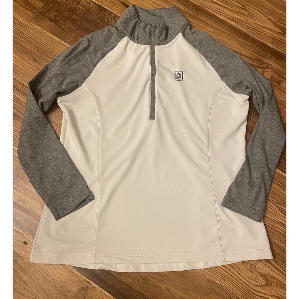Peter Millar Womens XL Crown Sport Quarter Zip Pullover White Grey Golf Top